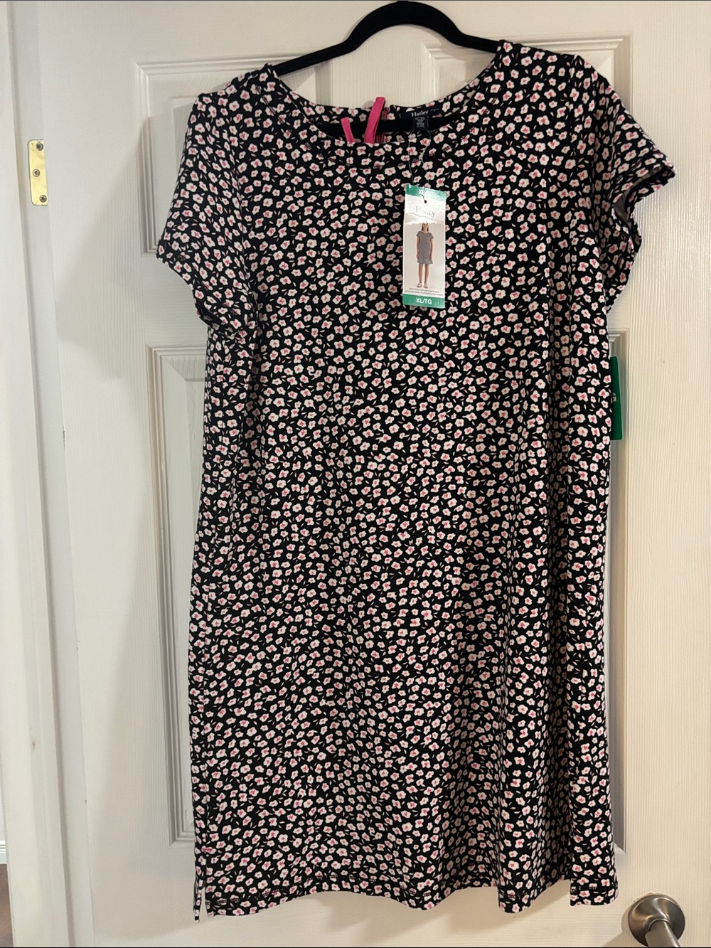 Hatley Black tshirt Dress with Pink Floral Print